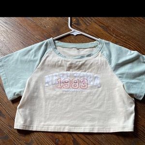 New York Beige/Mint Green Crop Top